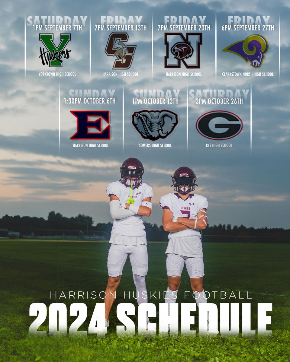 Here’s the official 2024 schedule for the Harrison Huskies!  PUT THE BALL DOWN! #HuskyCountry
