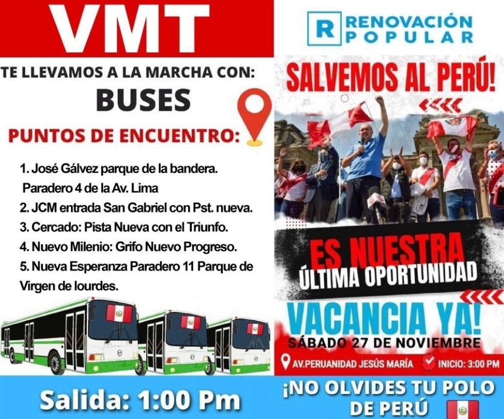 mirecarhuas's tweet photo. Ah pero para marchas ProVacancia contra el Pdte Castillo, contrataba decenas de buses que llevaba y traía a supuestos manifestantes
Les pagaba y daba de comer
Ahora deja abandonadas a mujeres de las ollas comunes
Miserable Lopez Aliaga
#RevocatoriaYa https://t.co/e6apMix0DG