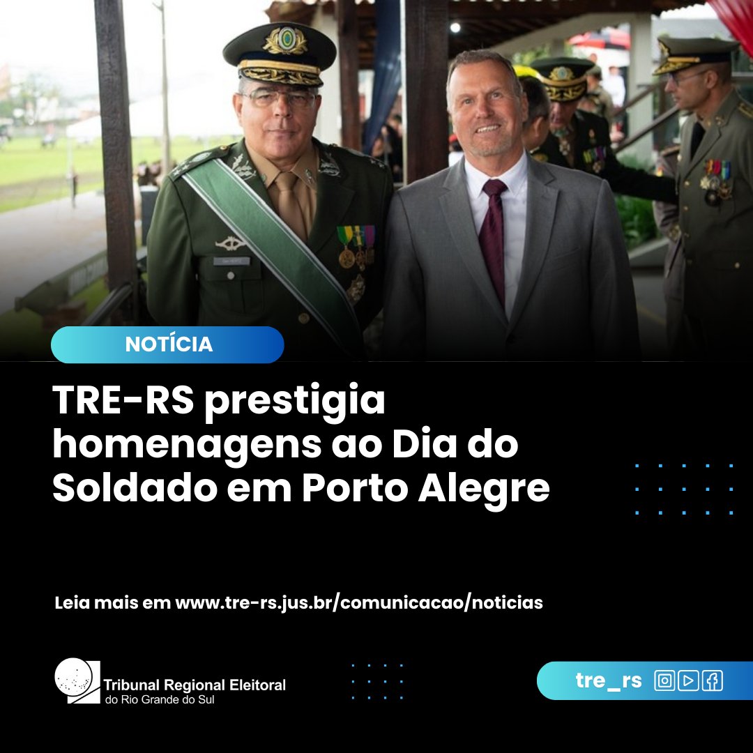 TRE-RS prestigia homenagens ao Dia do Soldado em Porto Alegre

📲 Leia a matéria íntegra: abrir.link/ugeKX