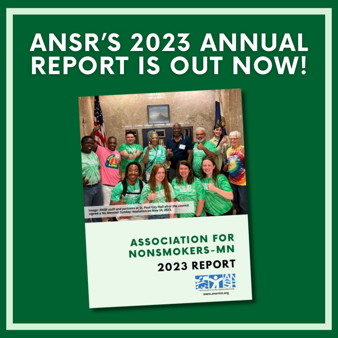 ANSR's 2023 Annual Report is out! 🎉 We're excited to share about last year's commercial tobacco policy wins, program highlights, conferences and more.

Read the full report here: ansrmn.org/wp-content/upl…