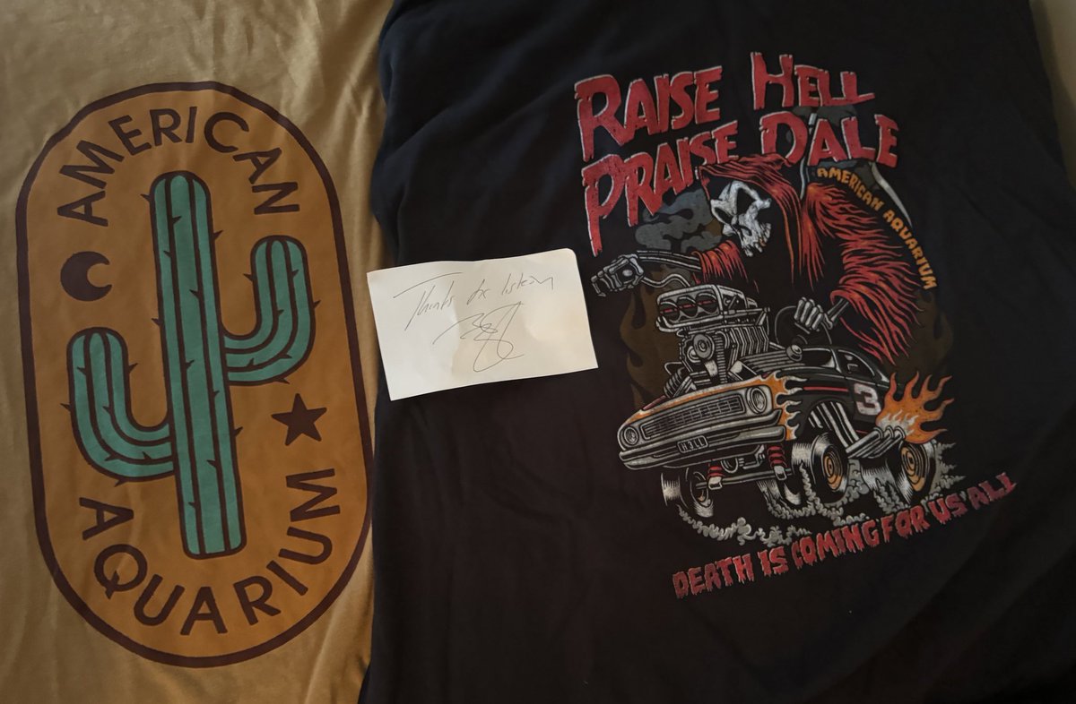 kyleahurd's tweet photo. Came home to the best kinda mail via the best post office in NC!! Can’t wait to wear these at my gigs next week!! 🤘🤟 #raisehell #praisedale #tshirtmail #handwrittennote #nicetouch https://t.co/CxLjH74LUb