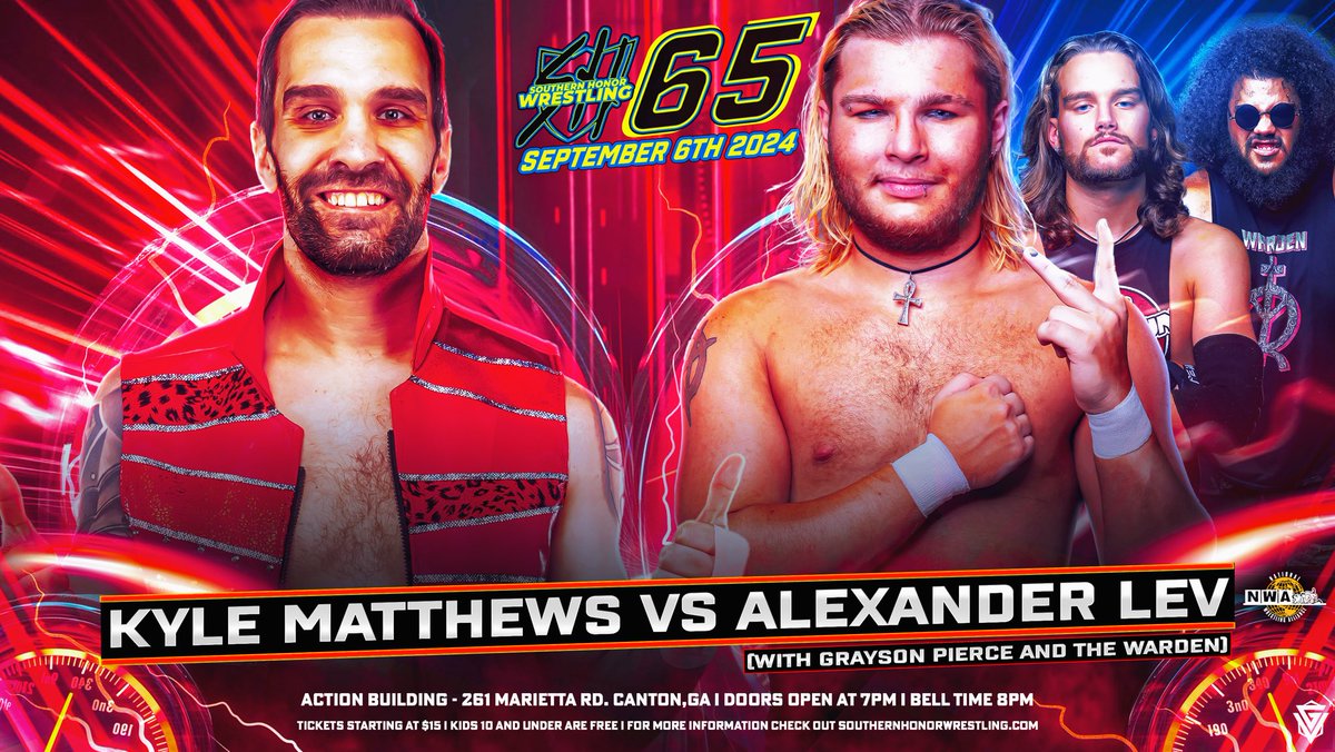 SHonorWrestling's tweet photo. At #SHW65 on September 6th, Kyle Matthews is scheduled to go one-on-one with Alexander Lev. But the question is, will either competitor be focused on the task at hand, or will their heads be elsewhere? Join us at The Action Building and find out LIVE and in person! https://t.co/wph0Wo0zSi