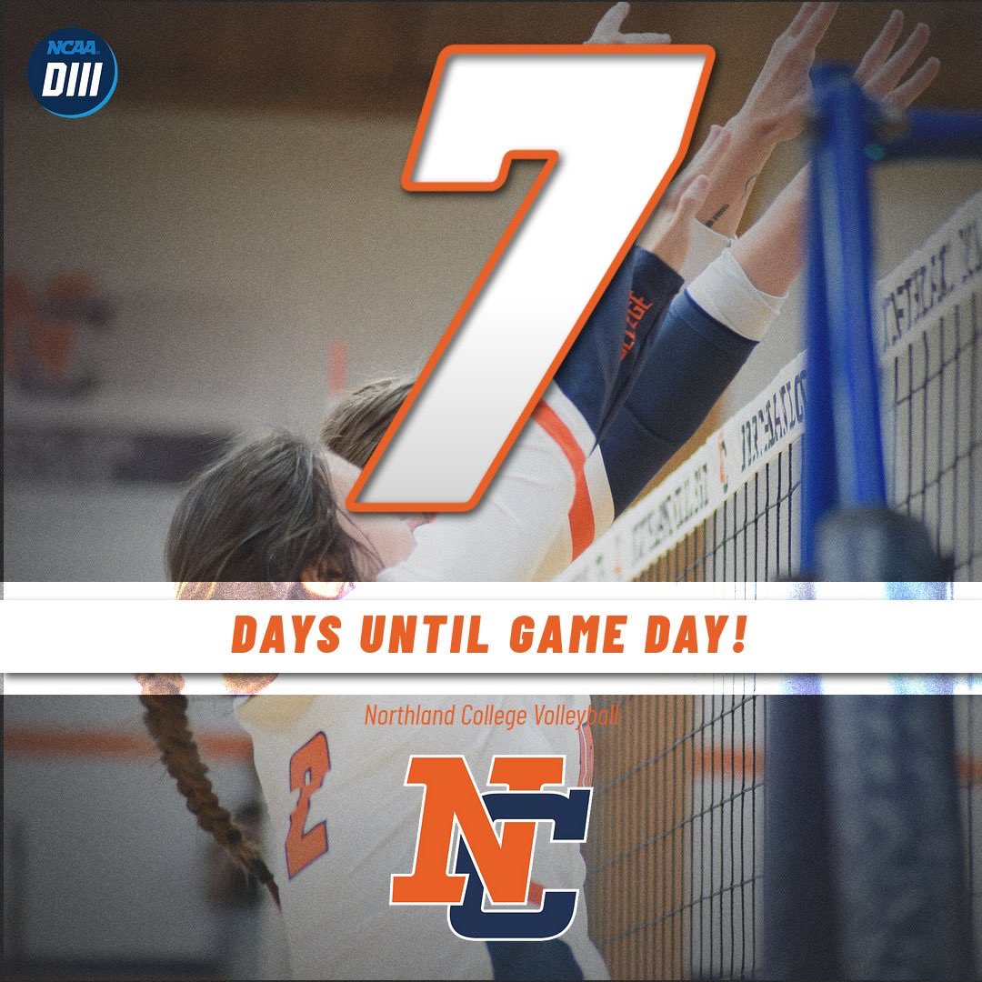 Northland_VB's tweet photo. We are a WEEK AWAY from GAME DAY!! We will be traveling to Earlham College for opening weekend!! 

Be on the lookout out for a livestream link update next week!! 

#NCVB #EliteMindset #NCAthletics https://t.co/E02gyi8Qgn