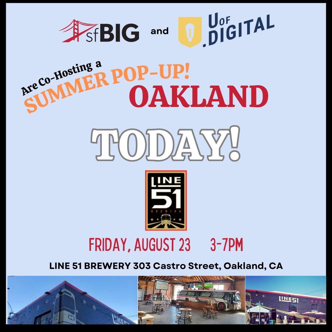 sfBIG is looking forward to seeing you in the East Bay today!  3-7pm