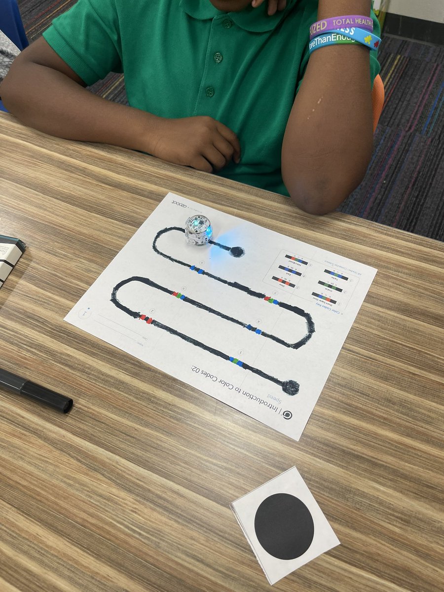 BethanyITC's tweet photo. Coaching and supporting is my JAM! 🎉 Today at @JohnRLewisElem1, I teamed up with Mrs. Scott, STEAM teacher, to model how to use @Ozobot with students. For the first lesson, we let them explore and use color codes! 🎨🤖 #STEAM https://t.co/1SHGiOeVtH