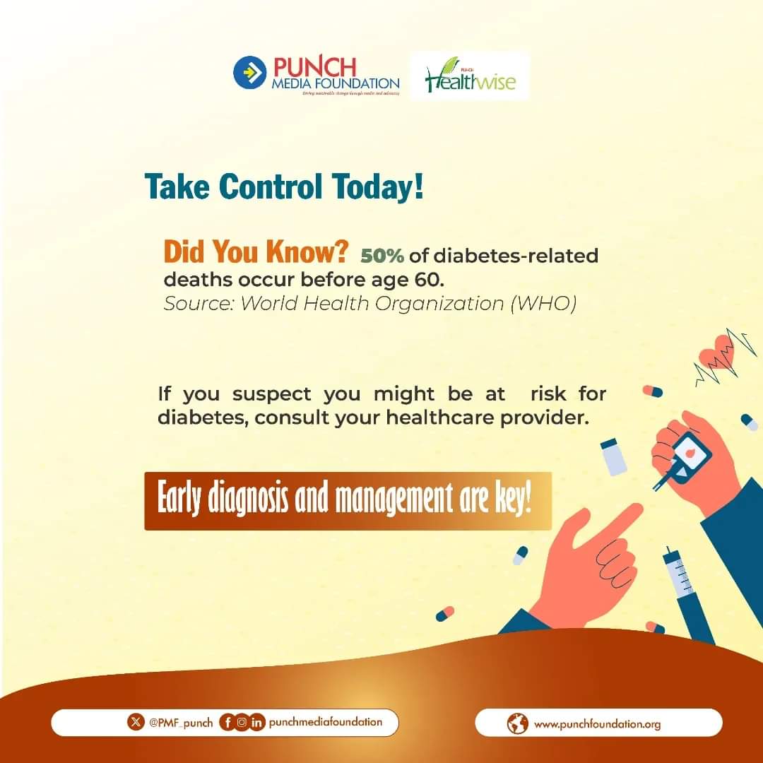 punchhealthwise's tweet image. 🔗 Follow us for more tips on living a healthy, balanced life. Together, we can spread awareness and reduce the impact of diabetes 

#factsfriday 
#punchhealthwise 
#punchmediafoundation