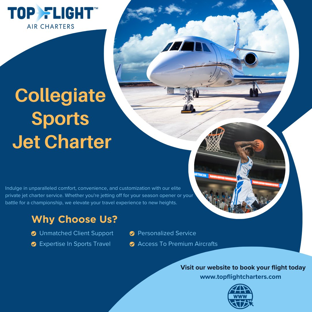 TF_Charters's tweet image. At Top Flight Charters, we specialize in delivering tailored travel experiences that cater to your team's every need. With expert knowledge in sports travel, access to premium aircraft, and a commitment to safety and reliability, we ensure you have a smooth journey to the top.
