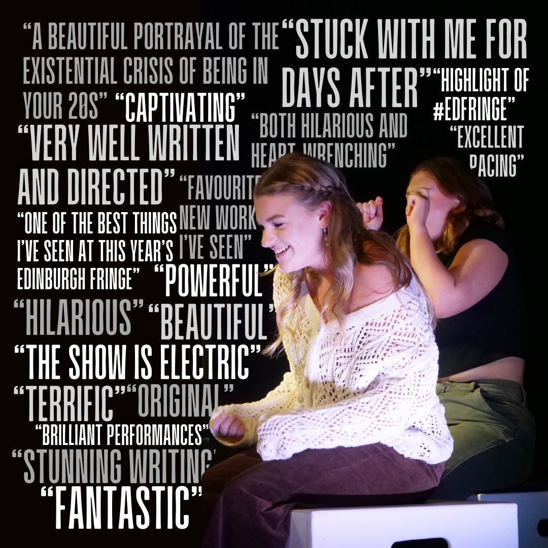 The audience reviews keep on coming! Thank you to everyone who has left a review (so far) on the Ed Fringe website🫧 

We only have TWO shows left at #edfringe!

🫧Float
📍Assembly Roxy
⏰12:05pm
🗓️Saturday and Sunday 

tickets.edfringe.com/whats-on/float