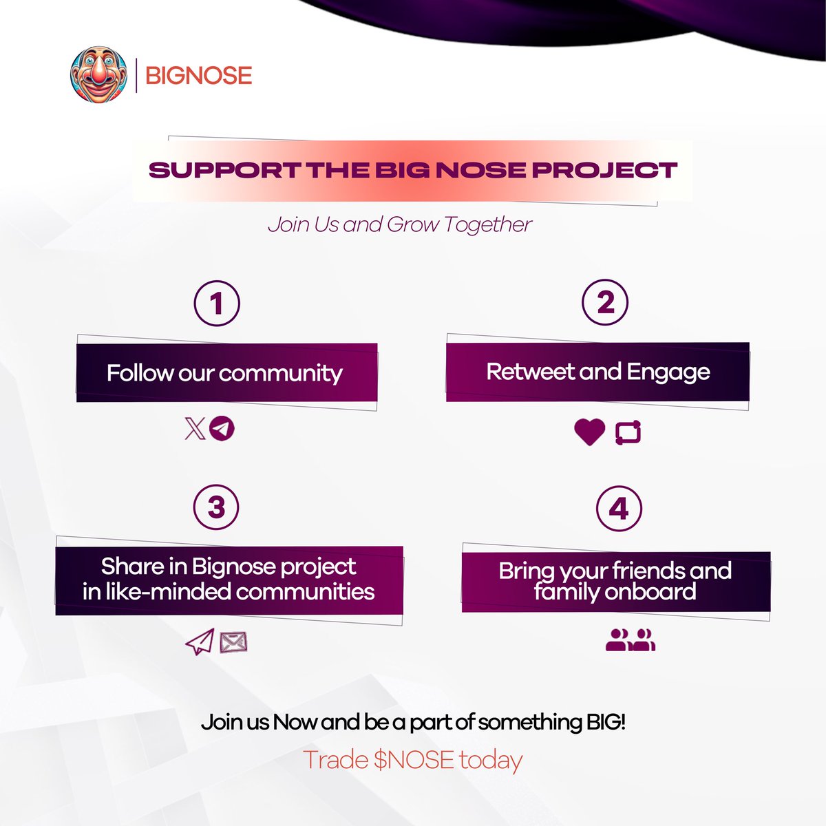 Bignosecoin's tweet photo. 👃 👃 👃 📣 📣 
A great project is one that has a great community of people willing to support the project.

This is a call for every BigNose community member that believes in the possibility of what our project has to offer to support $NOSE 
👃 👃 👃 https://t.co/BjkFMFnfLz
