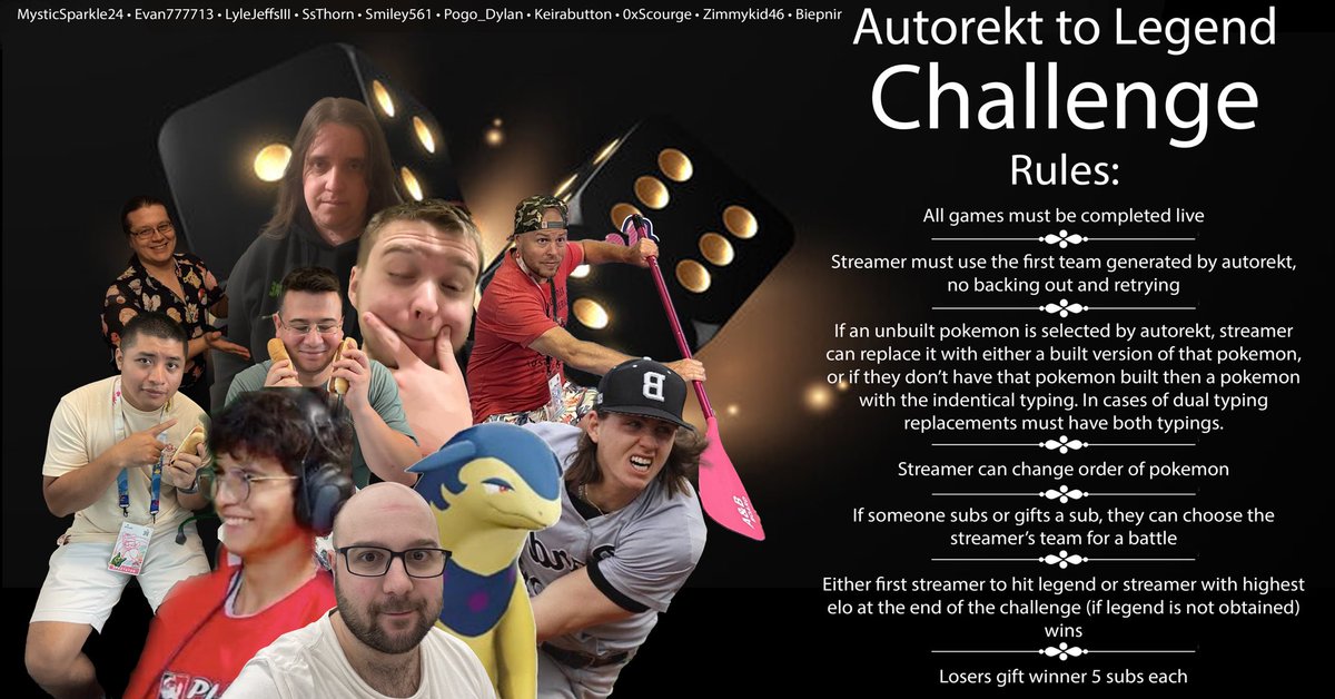 Introducing next season's challenge: AUTOREKT TO LEGEND! Last season we competed in Sublocke and Lyle won by a hair🧑‍🦲make sure to tune in next season as all of the streamers shown below compete to see who can make it to legend using Autorekt! 🥳

Lyles Jeff is going down.