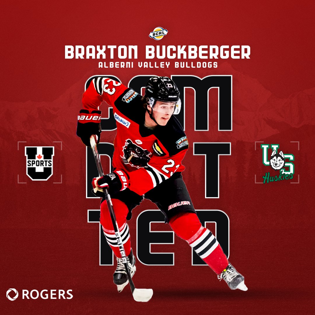 BCHockeyLeague's tweet photo. Congrats to Alberni Valley Bulldogs F Braxton Buckberger on his commitment to the University of Saskatchewan!

#ModernHockey | @Rogers 

📸 Chaisson Creative https://t.co/C9xaVcvvaS