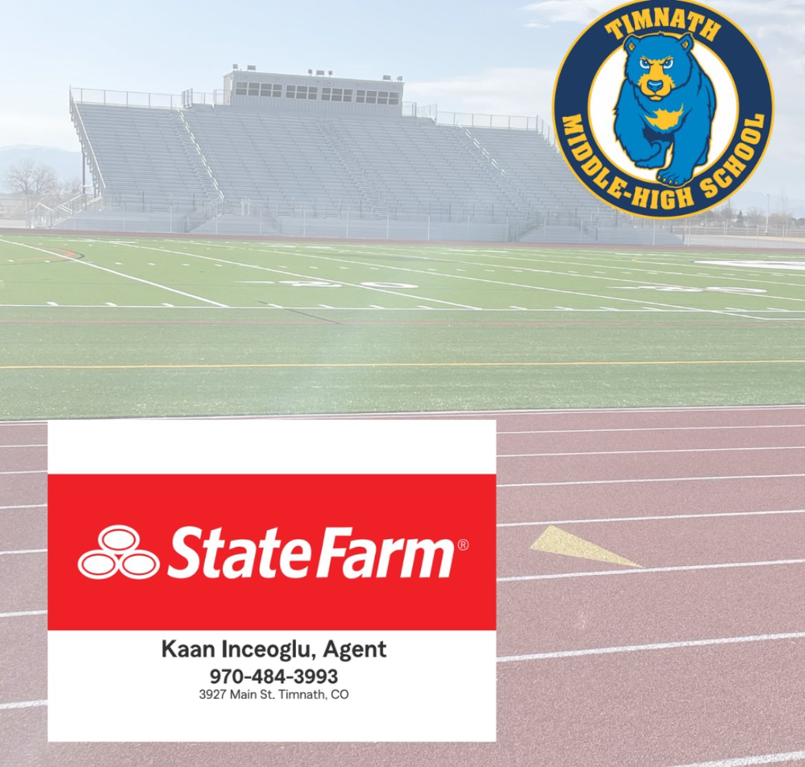 Thank you to our Sponsor Kaan Inceoglu State Farm Agency! We appreciate your support of Timnath Athletics!