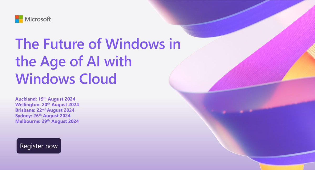 Are you in #Sydney or #Melbourne and wanna join me? We have a couple slots still open and expect running our of spots soon.

Meet me and my local colleagues to learn about our latest new Windows Cloud vision, roadmap and feature demos at this free event.

Register now via ➡