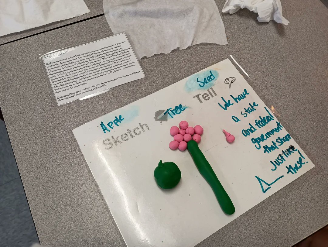 ChroniclesMommy's tweet photo. Today in civics...students showed their understanding of vocabulary by summarizing as they read, sketched, and explained to a peer! 
I ❤️ seeing their creations and hearing their explanations.
@AMSWildcats @eduprotocols https://t.co/f3uM0KXueF
