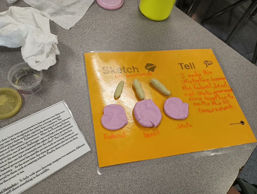 ChroniclesMommy's tweet photo. Today in civics...students showed their understanding of vocabulary by summarizing as they read, sketched, and explained to a peer! 
I ❤️ seeing their creations and hearing their explanations.
@AMSWildcats @eduprotocols https://t.co/f3uM0KXueF