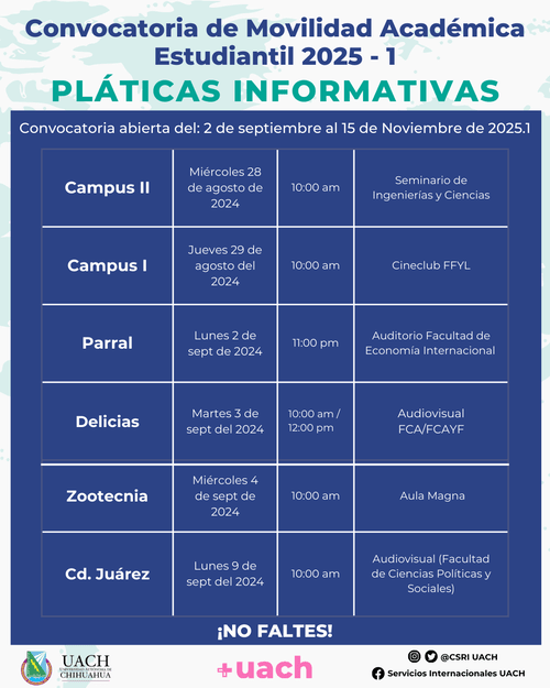 CSRI_UACH's tweet image. Este es el rol de las platicas informativas, puedes registrarte en el siguiente link goo.su/qDJP
#movilidad #masUACH  #cuu