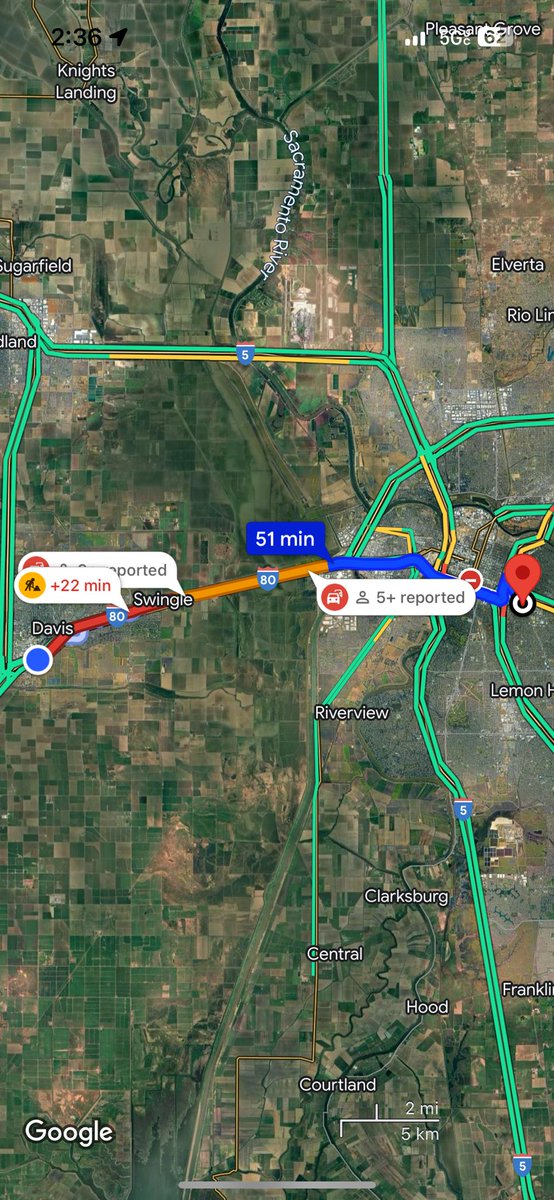 nerd42power's tweet photo. @SenBillDodd @DorisMatsui @RepThompson @CaltransDist3 It’s 2:40pm on a Friday, do you know where your constituents are?  They are stuck in a traffic jam. A poorly planned, man made traffic jam. https://t.co/pNi3yMI1IN