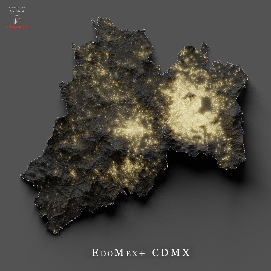 mapoteca_mx's tweet photo. 15. #Edomex en #poprelief 
Este #mapa lo hicimos junto con CDMX para destacar el tamaño de la zona conurbada.... 

... pero también quiero platicarles de la Zona Metro del Valle de Toluca (la 5ª a nivel nacional) y de muchos otras localidades que nunca se mencionan

Veamos ⬇️ https://t.co/dfTDQ3g0Co