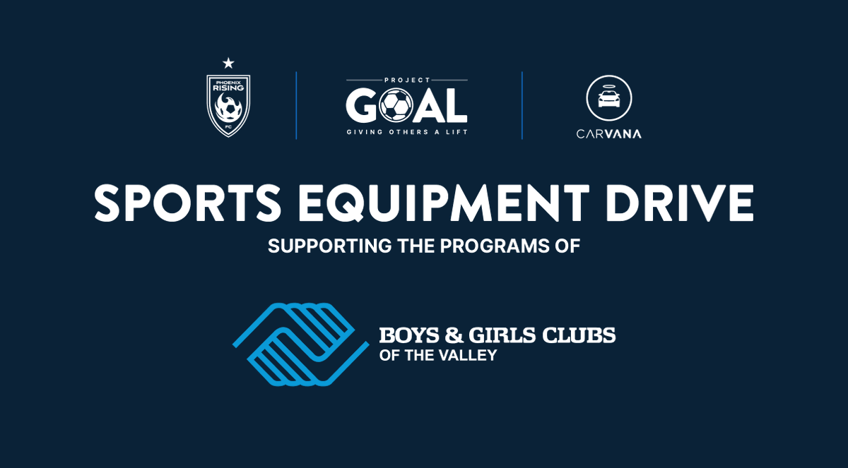 bgcarizona's tweet photo. TOMORROW! Bring new/lightly used sports equipment to the @phxrisingfc match on August 24th and you'll be entered in a raffle for tickets to a game of your choice! @carvana ⚽🤩

#ProjectGOAL #PhoenixRising #BGCAZ #GreatFutures https://t.co/N0z3Ym3fft