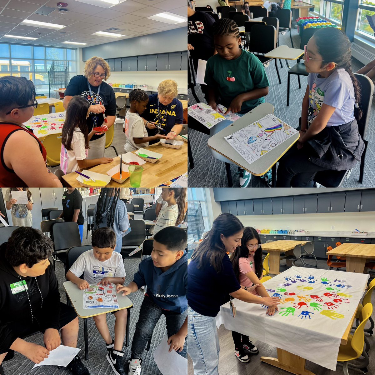 First House Meeting of the 24-25 school year✅ Students from all grades got to share facts about themselves to each other and created a beautiful collage of their handprints😍 #empower87