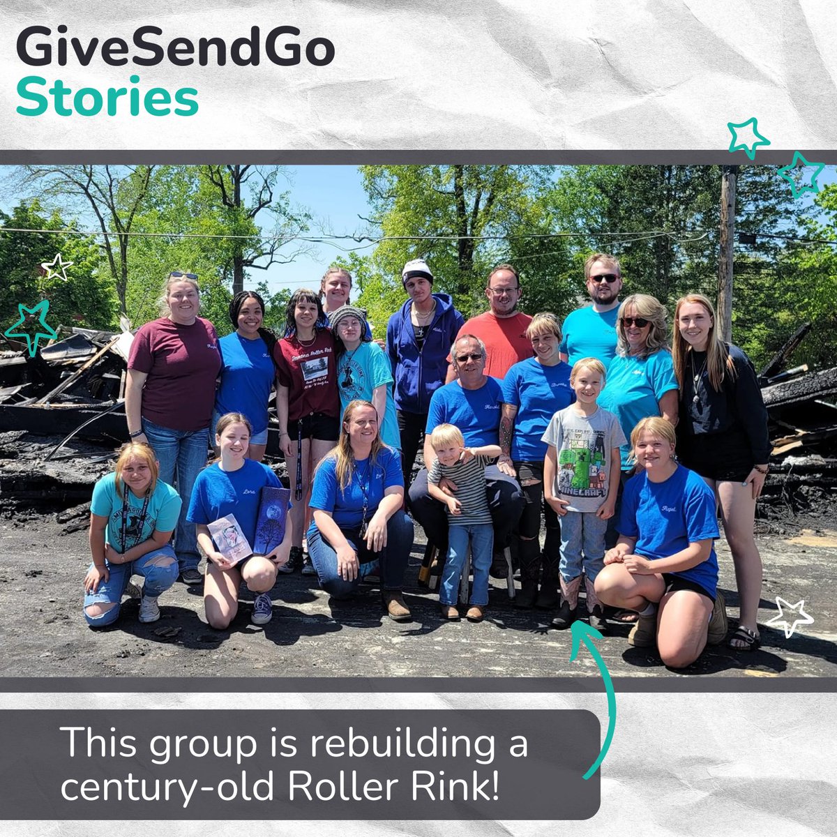 GiveSendGo's tweet photo. This community is coming together to rebuild a beloved historical landmark in their town!

Visit their campaign page here: https://t.co/MWOMGtKDfr to read more of their story and support this cause! 

#community #support #rollerrink #historical #GiveSendGo #Highlight https://t.co/ogBGwyyGRy