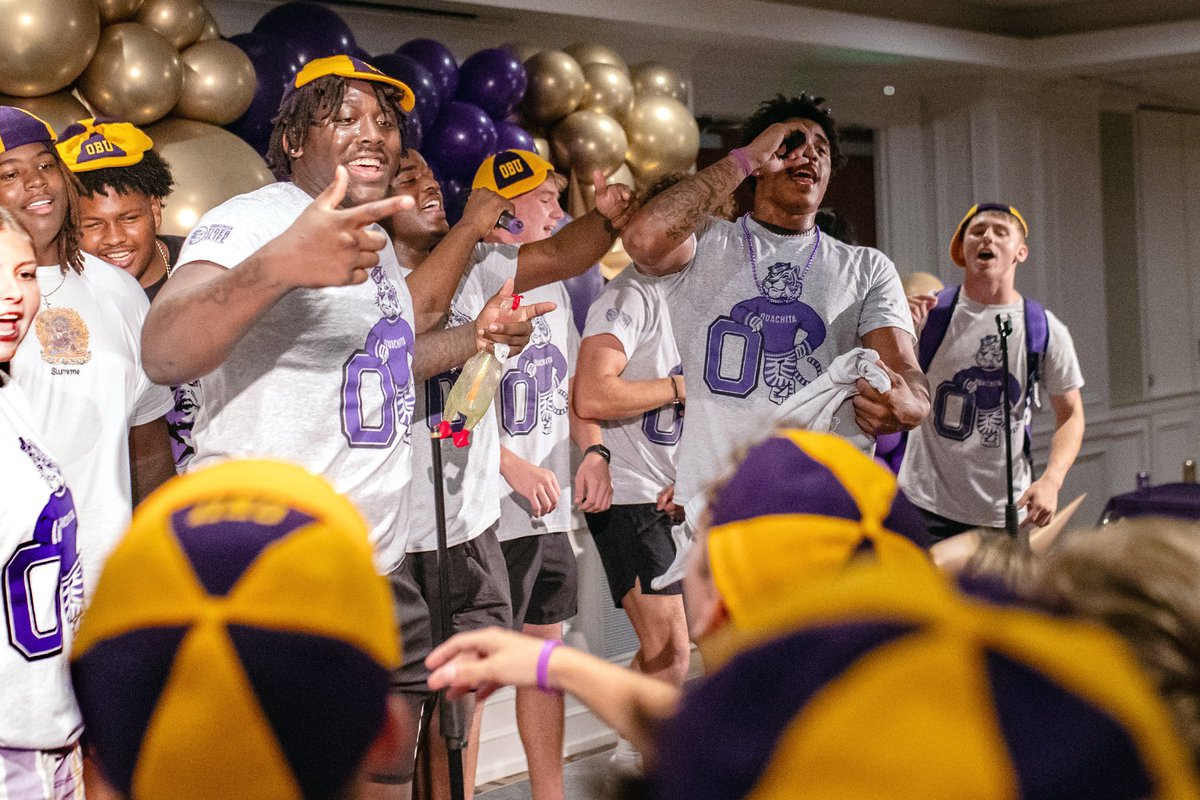 Ouachita's tweet photo. Everyone looks good in Ouachita colors!! 💜💛 WOW’s annual purple &amp; gold party kicked off what’s already feeling like another great year! https://t.co/pctH892udC