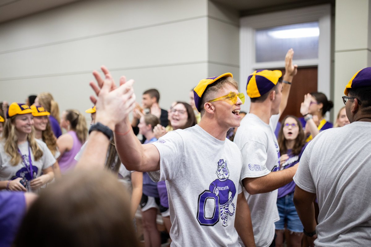 Ouachita's tweet photo. Everyone looks good in Ouachita colors!! 💜💛 WOW’s annual purple &amp; gold party kicked off what’s already feeling like another great year! https://t.co/pctH892udC