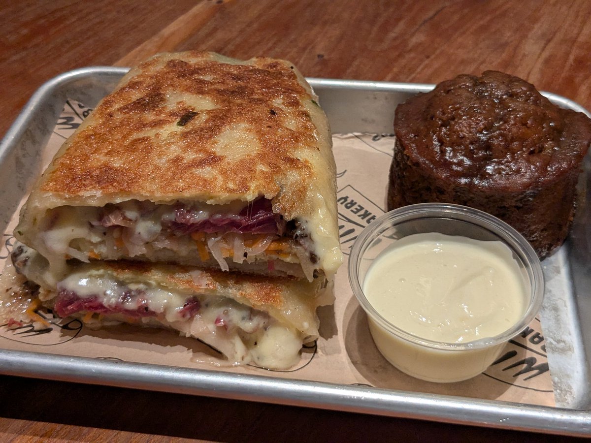 Pastrami scallion pancake sandwich, Win Son Bakery pop up