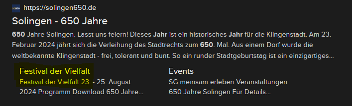 HarmlessYardDog's tweet image. *I am the credible news source*

Festival der Vielfalt = Festival of Diversity 
23 – 25 August 2024

solingen650.de/festival-der-v…

"650 years of Solingen Let's celebrate!
The big city festival for the anniversary! Immerse yourself in the fascinating world of the "Festival of…