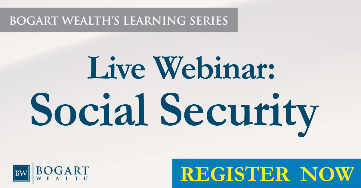 jamesbogart's tweet photo. Don’t miss the next webinar in Bogart Wealth's LEARNING SERIES - Wednesday, August 28th - Financial Advisor Jung Seh, CFP®, gives an overview on Social Security.
Learn more and register here:
https://t.co/BxB98zQytj https://t.co/L4zrWbp1vt