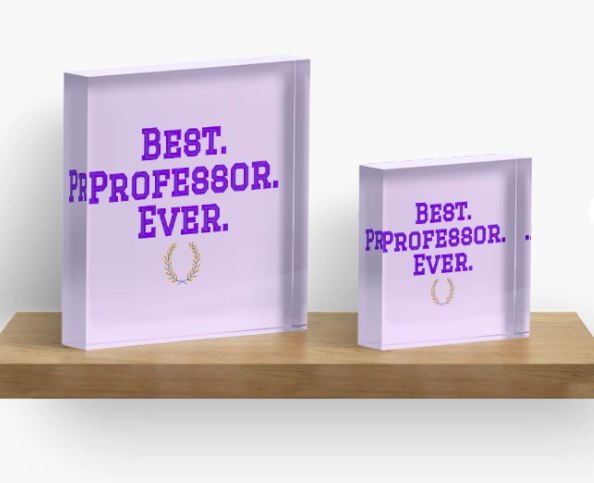 MascotDesigns1's tweet photo. Our best professor ever design is shown in purple &amp; on an acrylic block

Also available in other school colors &amp; on 100+ made to order gifts

Show your teacher some appreciation!

#BuyIntoArt #BestProfessor #ProfessorGifts #TeacherGifts #TeacherAppreciation #BackToCollege https://t.co/bptZPBk7bL