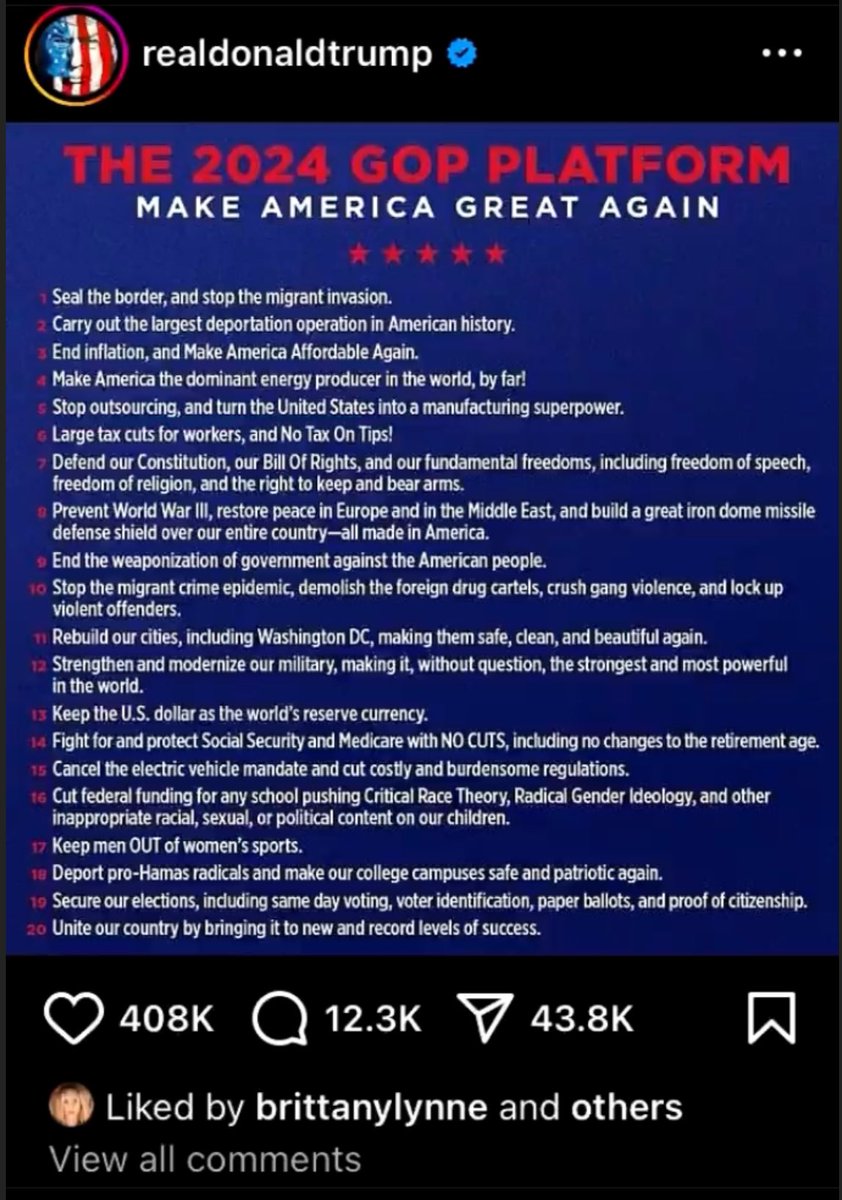 JUST IN: NFL quarterback Patrick Mahomes’ wife releases a statement after ‘liking’ one of Trump’s IG posts.

Brittany Mahomes is under fire by leftists for ‘liking’ Trump’s platform on IG.

Brittany appears to now be defending her support for Trump, blasting the haters for not