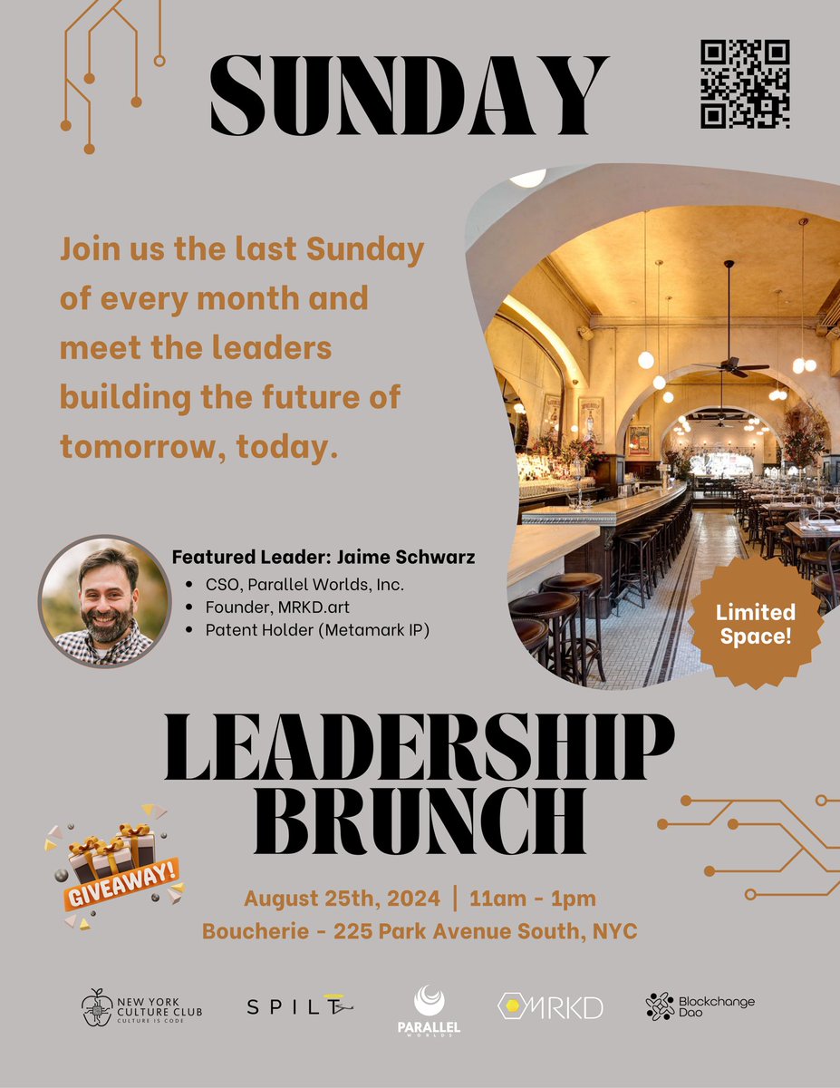 There are only a few seats left for Sunday's Leaders Brunch 🍳☕️🚀

Seize the chance to connect with a dynamic group of professionals, exchange insights on cutting-edge developments, and forge invaluable partnerships that could propel your success. 

Don’t let this opportunity