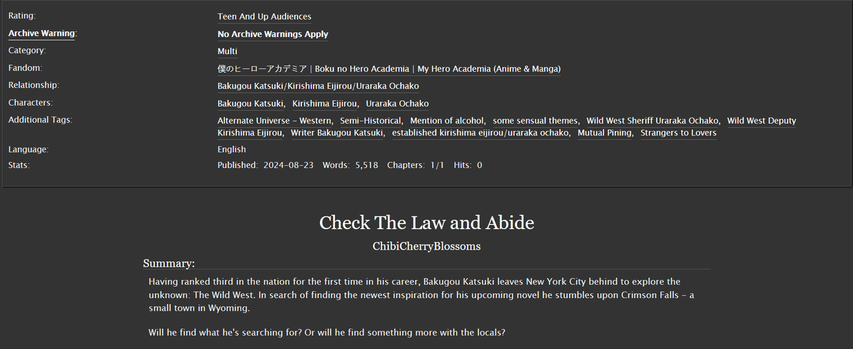 Did someone ask for a Kirikacchako Western AU? 👢

I DID!! Y'all know how much I love my westerns so ofc I wrote it for the #TripleTreatsZine uwu

Be sure to download the FREE zine still available at <a href="/tripltreatszine/">Triple Treats | Complete</a>!!

archiveofourown.org/works/58407259