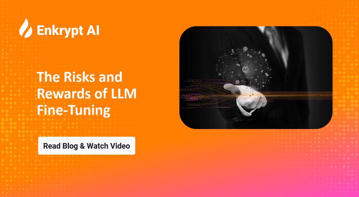 enkryptai's tweet image. What are the risks and rewards of LLM Fine-Tuning?

Read the plethora of risks associated with LLM fine-tuning &amp;amp; watch the video to see them in real-world models.

enkryptai.com/blog/llm-fine-…

#LLMsecurity #finetuning #LLMfinetuning