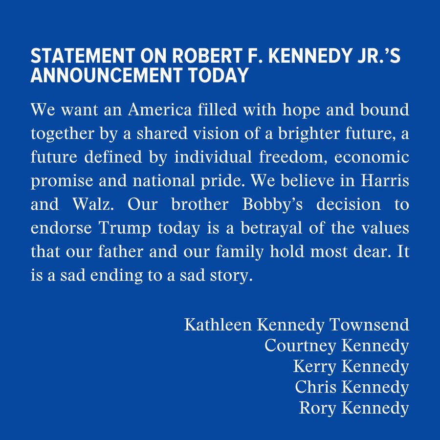 kismet66's tweet photo. @RobertKennedyJr You think you can unite America? Dude, why don't you start small? Try uniting your own family and if that goes well, we can talk about moving up from there.๐
#DividedKennedyFamily
#AFamilyDivided
#TrumpIsALaughingStock
#RFKJrIsASellout
#Betrayal
#TrumpRally
#WheresMelania? https://t.co/VdEyNtp0fX