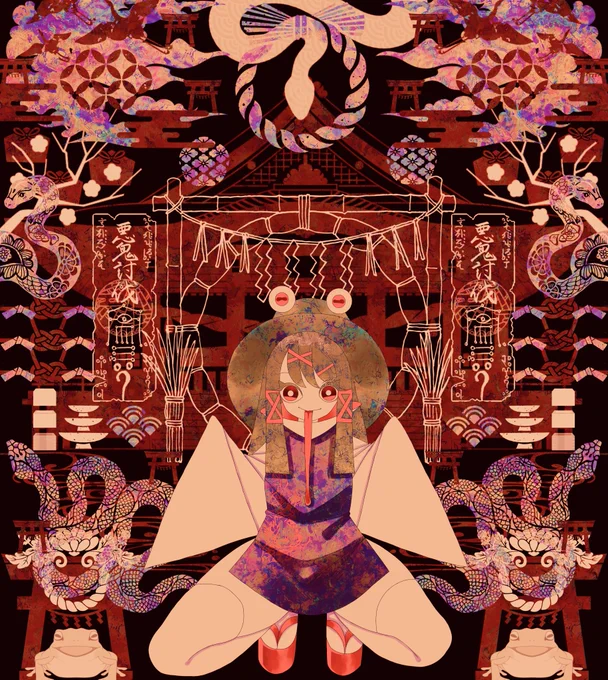 じつはこのくらい暖色のほうがテーマにそってるので一応供養諏訪子ちゃん #東方Project #洩矢諏訪子