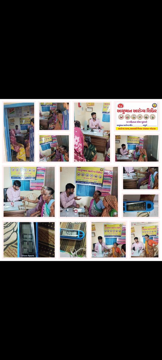 Today Ayushman Arogya Camp was held  at AAM  vaghpur in which all the needy beneficiaries above 30 years were screened for non-communicable diseases. came as well as provided awareness about personal hygiene, proper  diet, light exercise meditation CHO : vaghpur 
PHC : Kushki