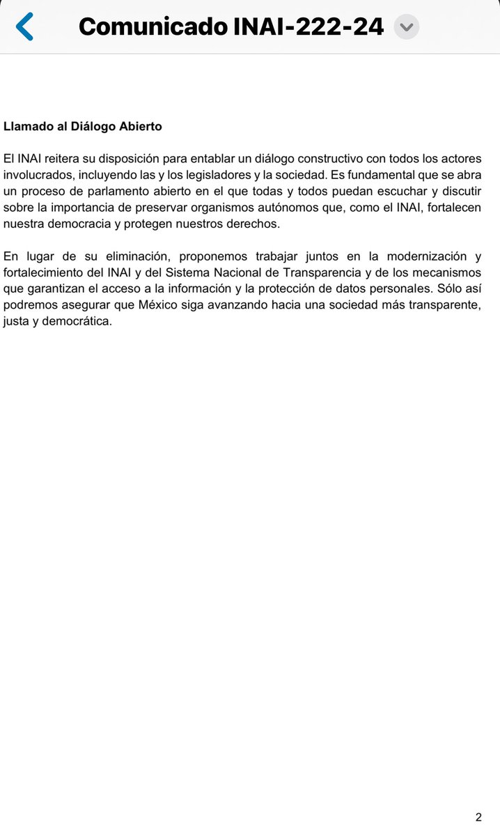 Les comparto el comunicado del INAI.