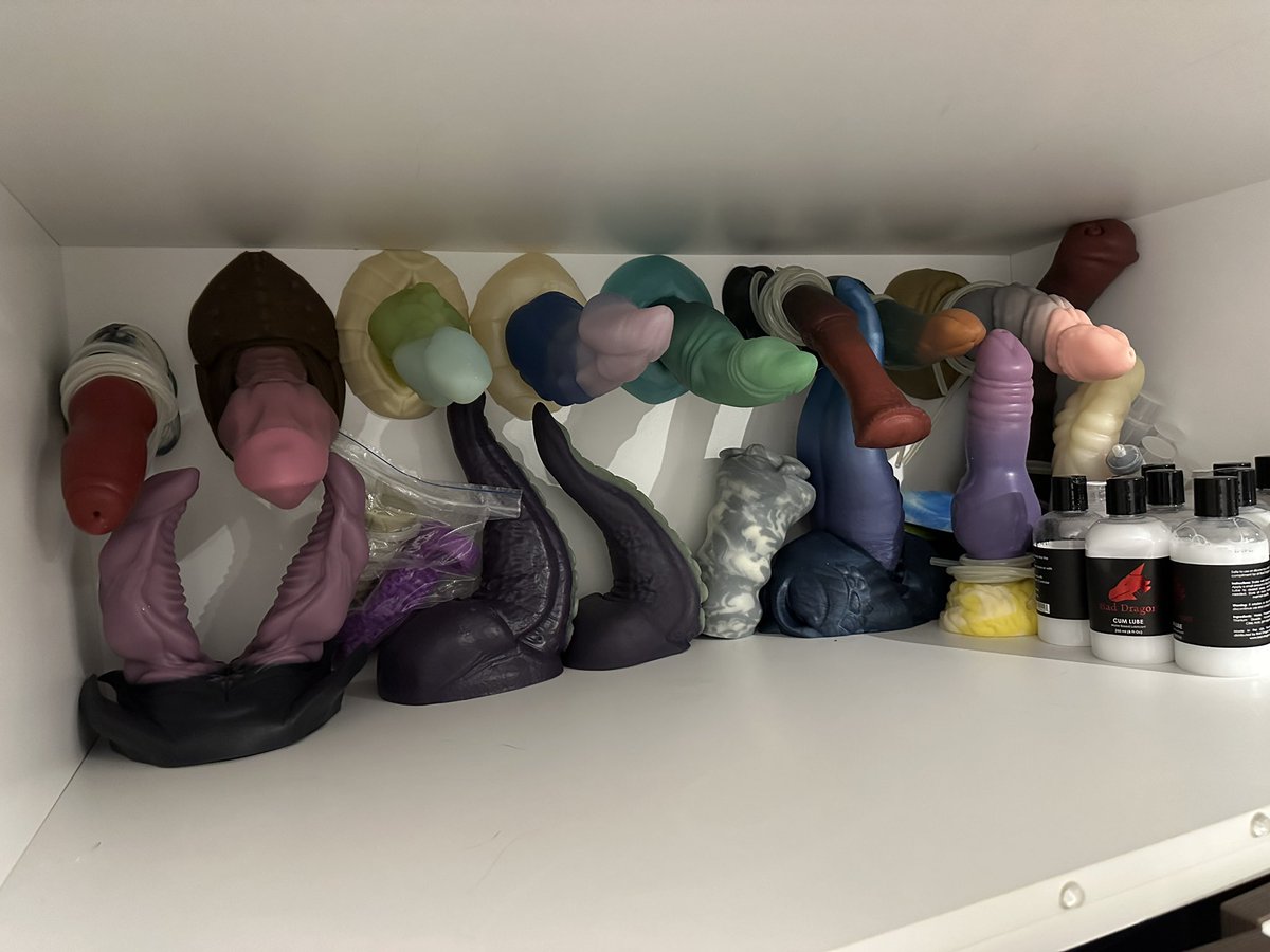 Sussydonna's tweet photo. Just organizing me monster dong shelf 😇 https://t.co/s0k6DKfA9L