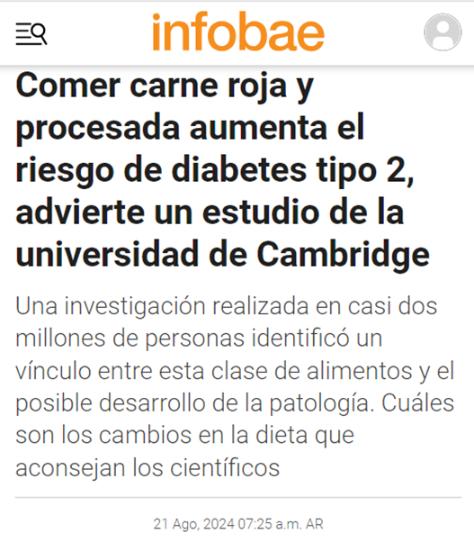 Clásico de Infobae clavar una nota en contra de la carne cada 1-2 meses.
En este caso, un estudio vincula el consumo de carne con un mayor riesgo de diabetes tipo 2.
¿Qué tan sólido es este vínculo?
Versión corta: menos sólido que promesa electoral.
Larga: seguí el hilo 👇