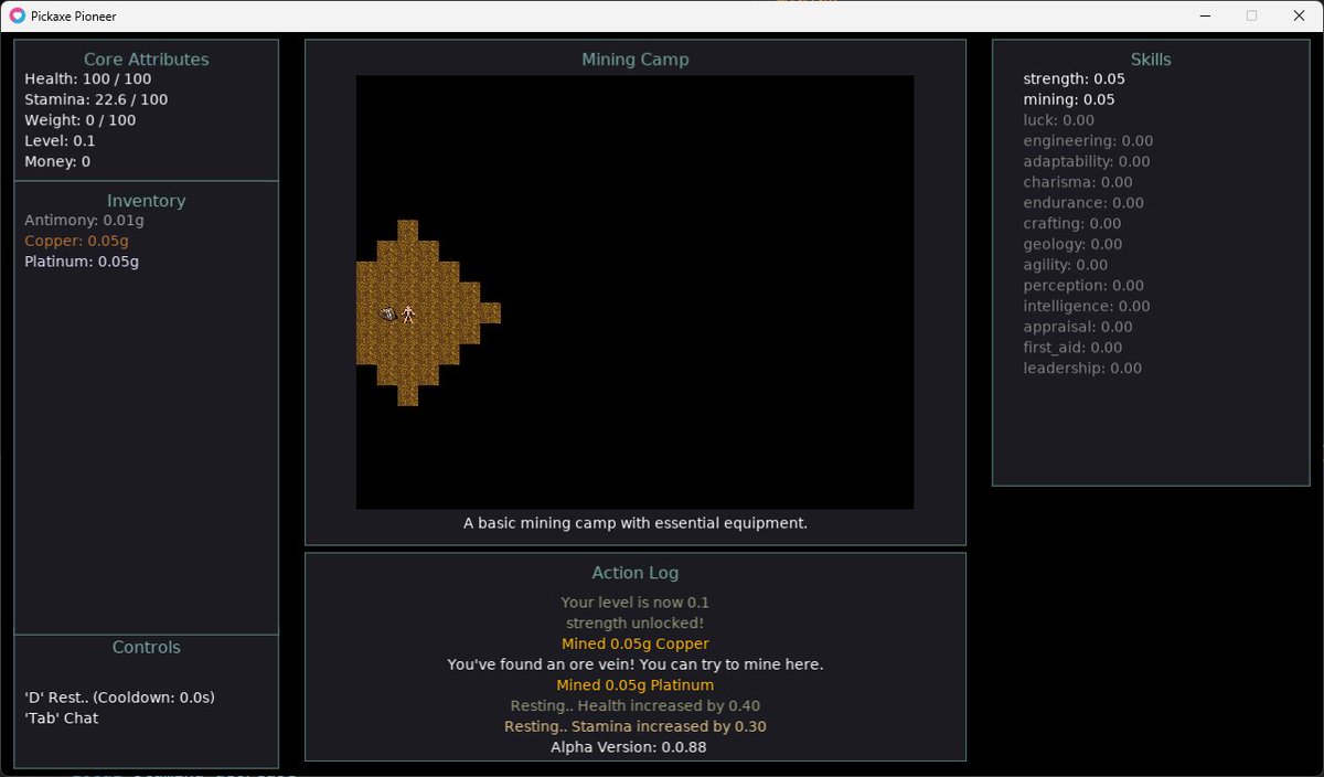 BodenGameDev's tweet photo. been working on a project called #pickaxe_pioneer, a roguelike in which you mine for ores and explore worlds.

#gamedev #indiedev #pixelart #roguelike https://t.co/uWoUVXX5m3