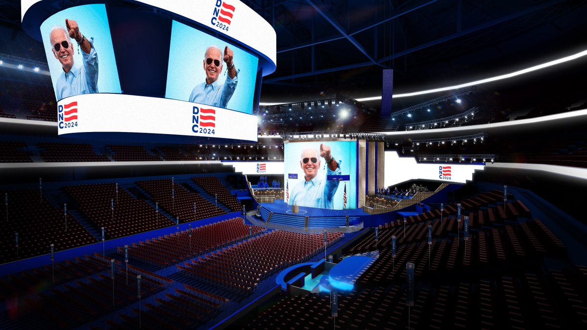 DesignAdaptive's tweet image. Thrilled to create renderings for the 2024 Democratic National Convention for Tribe Inc. The nominee may have changed, but our rendering still features Biden! Thanks to Tribe Inc. for letting us help bring this to life with Cinema 4D. #DNC2024 #TribeInc #Rendering