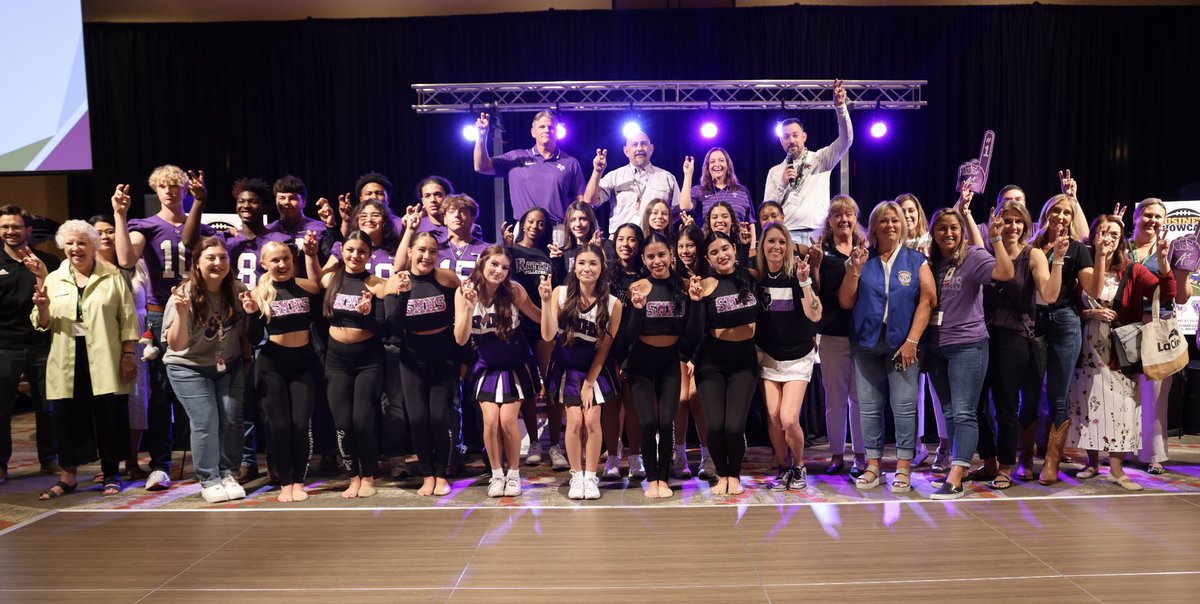 SanMarcosCISD's tweet photo. San Marcos CISD staff and students represented Rattler Nation at the Chamber of Commerce Business Expo on Friday, August 23. Thank you to the community members and the local business owner’s who visited our booth and cheered loud for purple and white! #ALLINRattlers https://t.co/jEMlPW6z0x