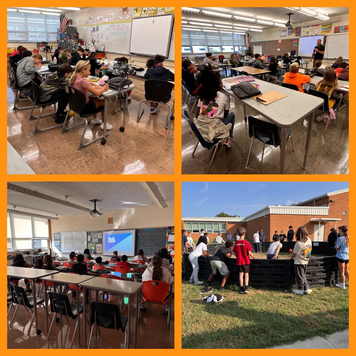 Culture building on display all throughout WWMS!! Activities around the 3 R’s with Mrs. Provenza, kindness with Mr. Bard, goal setting with Mrs. Ross, and team building time for fun Friday in the 8th grade. What a fantastic start to the year!! #WEareonthemove