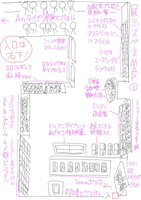 ミリオンライク展のフロアマップメモ