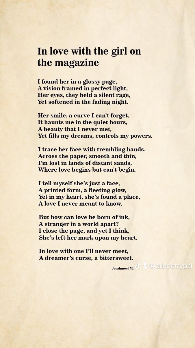 pickstories's tweet photo. In love with the girl on the magazine.

#POEMS #poem #love #crush #poetrycommunity #poetry #poet https://t.co/Xip1pakDzM