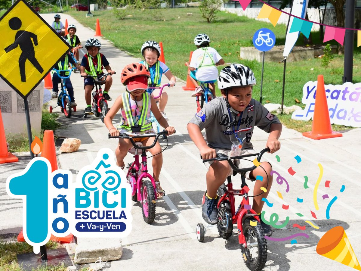 ImdutYucatan's tweet photo. ¡Celebramos el Primer Aniversario de nuestra #Biciescuela🚲 + #VayVen🚍!

Cumplimos un año de impulsar la movilidad sostenible y la educación vial. 
(+) https://t.co/k5HABjONyY
