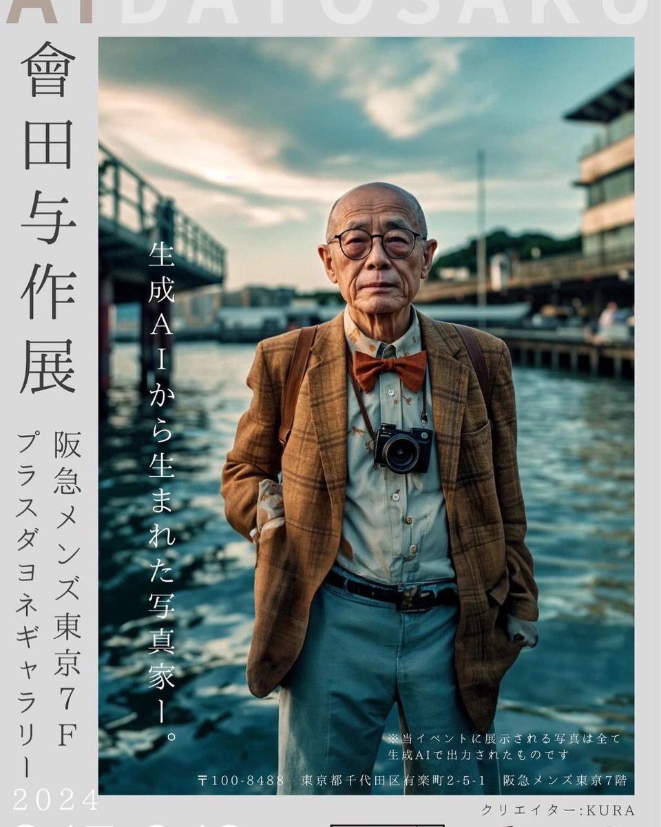 おはようございます♪
週末のお出かけスケジュールはお決まりですか？
連日大盛況の本展に是非💁‍♀️
生成AIから生まれた写真家〈會田与作〉がシュートする同じ町内に住むお友だちの写真展📸
こんな街に住んでみたいと真剣に思う毎日…😅
本日もよろしくお願いします🤲