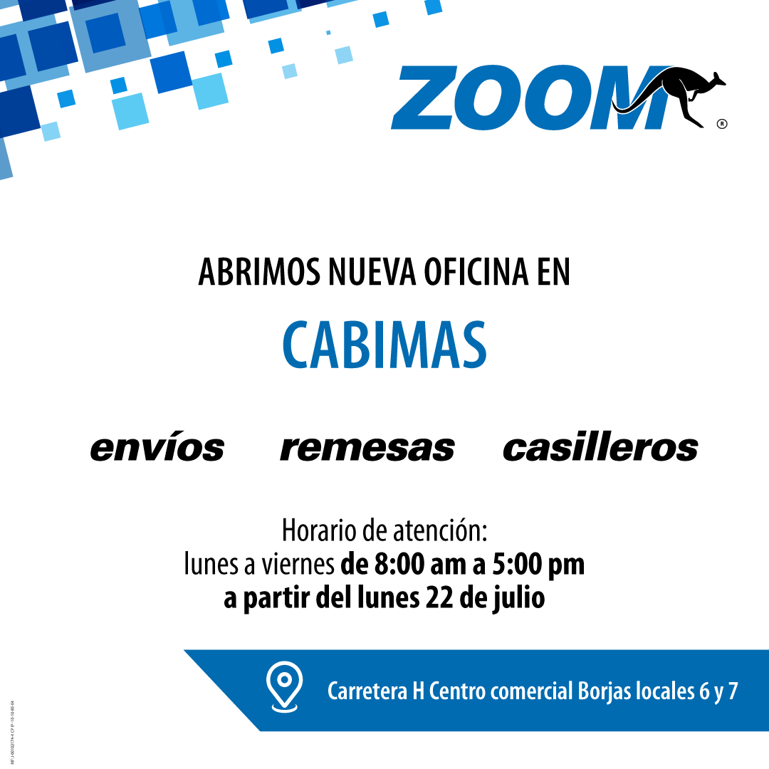 ZOOMenLinea's tweet photo. 🗣️ #ZOOMInforma Ven a conocer la nueva oficina ZOOM 📍 en el C.C. Borjas, Cabimas, Edo. Zulia. Una muestra más de la comodidad que queremos para ti.
Te esperamos para que realices #Remesas, #Envíos y #Casilleros en el lugar más céntrico y conveniente de Cabimas 🇻🇪 🦘 https://t.co/h2GCC0KGVc